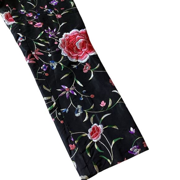 VTG Fiori Di Zucca Silk Embroidered Pants - Medium Italian Floral Y2K Castlecore - Picture 11 of 14
